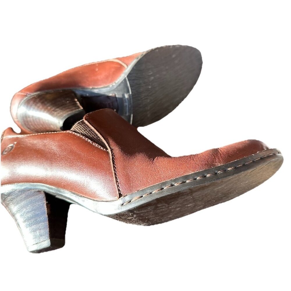 BOC Born Concept Brown Leather Ankle Heel Boots Booties Shoes US 8